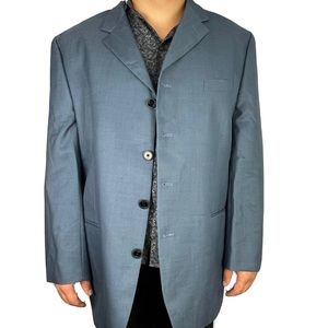 Phat Farm Mens Blazer Jacket Size 46R Solid Blue Pockets Wool Silk